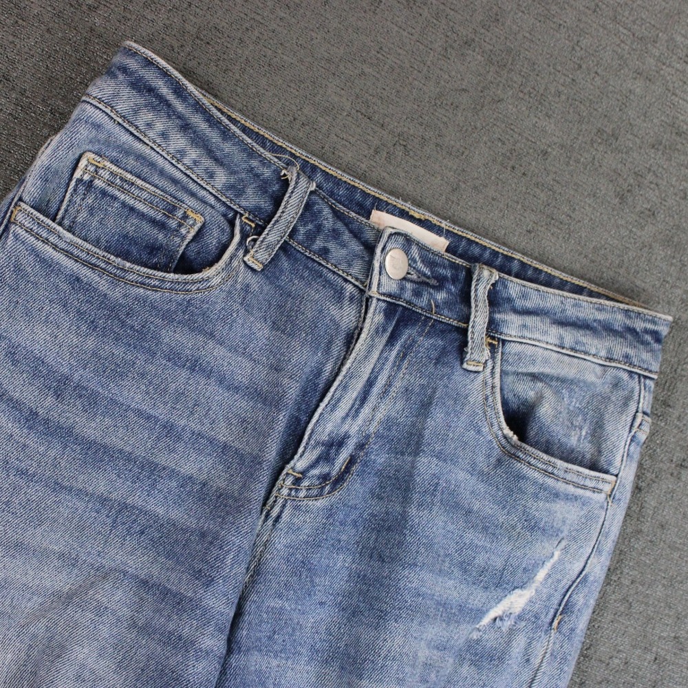 Altar'd State Distressed High Rise Straight Leg Jeans Light Wash Blue 25 V2116AS